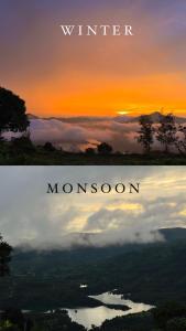 a sunset with the words winter at Heavens Edge Resort in Mahabaleshwar