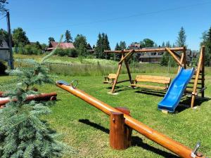 a park with a playground with a slide and a tree at Willa Płazówka in Murzasichle