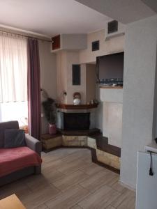 a living room with a couch and a fireplace at Pokoje Przy Plaży- Morska 26 in Władysławowo