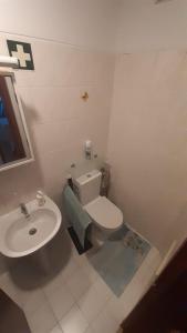 La salle de bains est pourvue de toilettes et d'un lavabo. dans l'établissement GreenSea, à Peniche