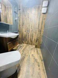 bagno con servizi igienici e lavandino di Luxury Apart a Stara Zagora