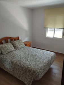 um quarto com uma cama e uma janela em Casa juani em Rota