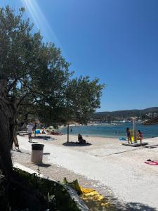 a beach with a tree and people on the beach at A&M Apartment in Marina