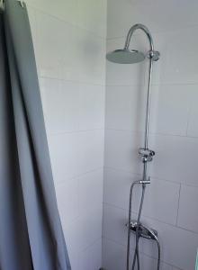 uma casa de banho com uma cabeça de chuveiro em Appartement meublé avec deux chambres em Moulins