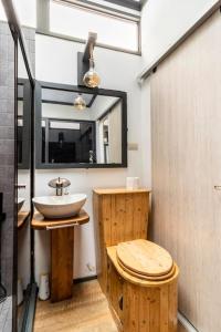 a bathroom with a sink and a mirror at Tiny house Monteverde in Monteverde Costa Rica