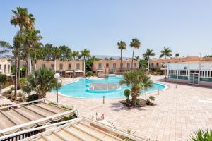 un complejo con una piscina con palmeras y edificios en Sweet Holidays, en Maspalomas