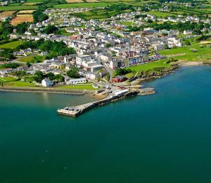an aerial view of a town next to a body of water at Blue Haven in Moville