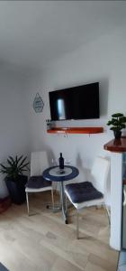 Una televisión o centro de entretenimiento en Apartmani Rudan