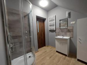 Et badeværelse på Noclegi i sauna w starym domu