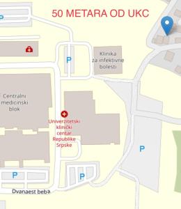um mapa do local da metroza od use em Sobe kod bolnice Paprikovac em Banja Luka