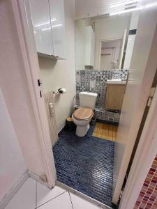 a small bathroom with a toilet and a sink at Studio situé à 5 min du château de Versailles et stationnement gratuit in Versailles