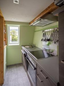 uma cozinha com um lavatório e uma bancada em FeWo-tt em Traben-Trarbach