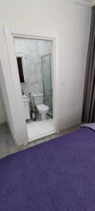 ein Bad mit einem WC und einer Glasdusche in der Unterkunft Tarabya Family Suıt Villa in Istanbul