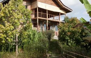 拉布安的住宿－Bukit Cottage Pak Ansel，一座房子,楼梯通往