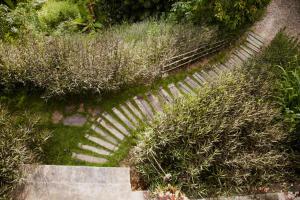 an overhead view of a set of stairs in a garden at Bukit Cottage Pak Ansel in Labuan Bajo