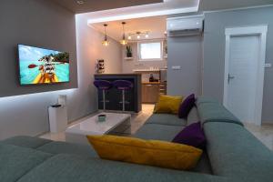 TV a/nebo společenská místnost v ubytování Level 2 Spa Apartman