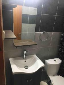 a bathroom with a sink and a toilet at Karipidis houses in Nea Iraklia