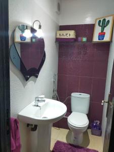 ein Bad mit einem WC und einem Waschbecken in der Unterkunft chez joudia et mamoun in Marrakesch