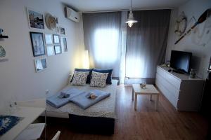 Televízia a/alebo spoločenská miestnosť v ubytovaní Studio Apartments Shanti