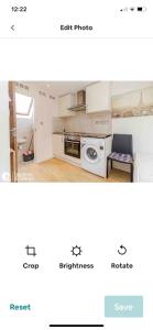a screenshot of a kitchen and a screenshot of a room at Studio flat in the heart of Golders Green in London