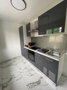 a kitchen with a sink and a counter top at La Suite Casa Dé lové 2.0 jacuzzi & cinema privé in Melun