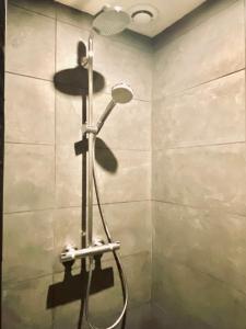 a shower with a shower head in a bathroom at Appartement balcon centre historique in Bordeaux