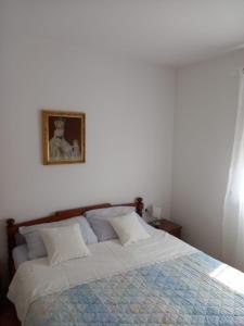 a bedroom with a bed with a picture on the wall at Apartment Dragica in Ližnjan