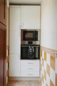 kuchnia z białymi szafkami i mikrofalówką w obiekcie AP378 Casa Maria w mieście Nerja