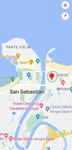 eine Karte von San Sebastian mit vielen Attraktionen in der Unterkunft Spacious Confortable near Beach Pintxos Area in San Sebastián