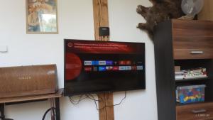 TV de pantalla plana colgada en la pared en Apartmán Dobrná 