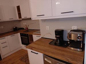 Kuchyň nebo kuchyňský kout v ubytování kirkis apartment