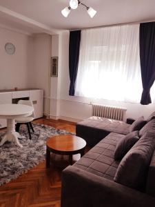 ein Wohnzimmer mit einem Sofa und einem Tisch in der Unterkunft Emili apartment in Belgrad