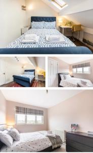 two pictures of a bedroom with a bed and a room with a bed at Stonefall Home Stay in Harrogate