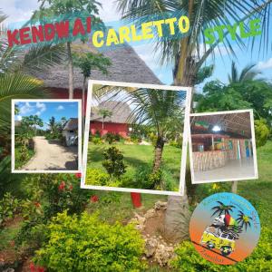 a collage of photos of a house with a palm tree at Kendwa Carletto Style in Kendwa