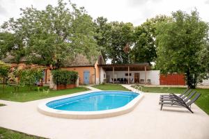 a swimming pool in the backyard of a house at Čuružanka in Čurug