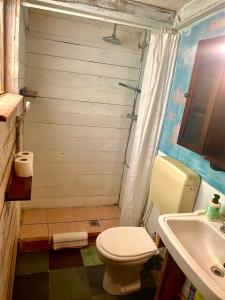 a bathroom with a toilet and a sink at O.K. Corral in SantʼAndrea in Casale
