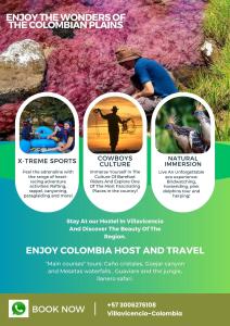 a flyer for the wonders of the colombian plains at Enjoy Colombia Hostel in Villavicencio