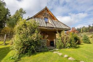 a log cabin with a gambrel roof at Domek w górach SmoLenisko in Nowy Targ