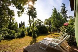 科斯特雷纳Tiny house Laurel的庭院上的白色躺椅