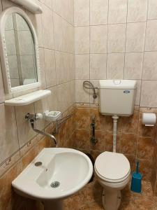 a bathroom with a white toilet and a sink at Gjorgji Apartments 68a in Ohrid +17 photos