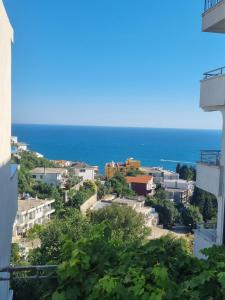 a view of the ocean from a building at Kahari Apartments in Ulcinj