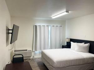 - une chambre avec un lit, un bureau et une télévision dans l'établissement Pasco WA, à Pasco