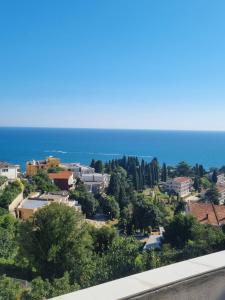 a view of a city and the ocean at Kahari Apartments in Ulcinj