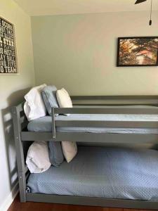 a bedroom with two bunk beds in a room at Newly renovated rancher with yard and garage! Furnished! in Williamsburg