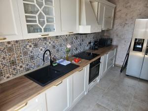 Kuchyň nebo kuchyňský kout v ubytování Luxury Seafront Suite Fabri