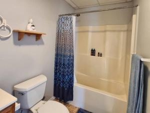 a bathroom with a white toilet and a shower at Modern and chic home with fine furnishing in Springfield