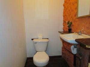 a bathroom with a toilet and a sink at Hostel Shakti in San José