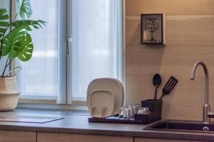 a kitchen counter with a sink next to a sink at Casa Viganò in Como