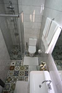 a bathroom with a toilet and a sink and a shower at Hotel Taksim Home in Istanbul