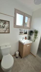 a bathroom with a toilet and a sink at Casa Ghjuvanna 2 chambres in Prunelli-di-Fiumorbo